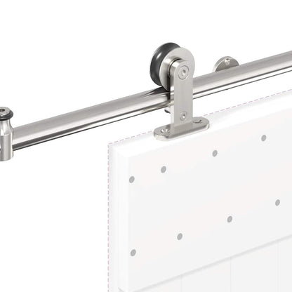 Kit Binari Porta Scorrevole 200 cm Acciaio Inossidabile Argento | homemem39