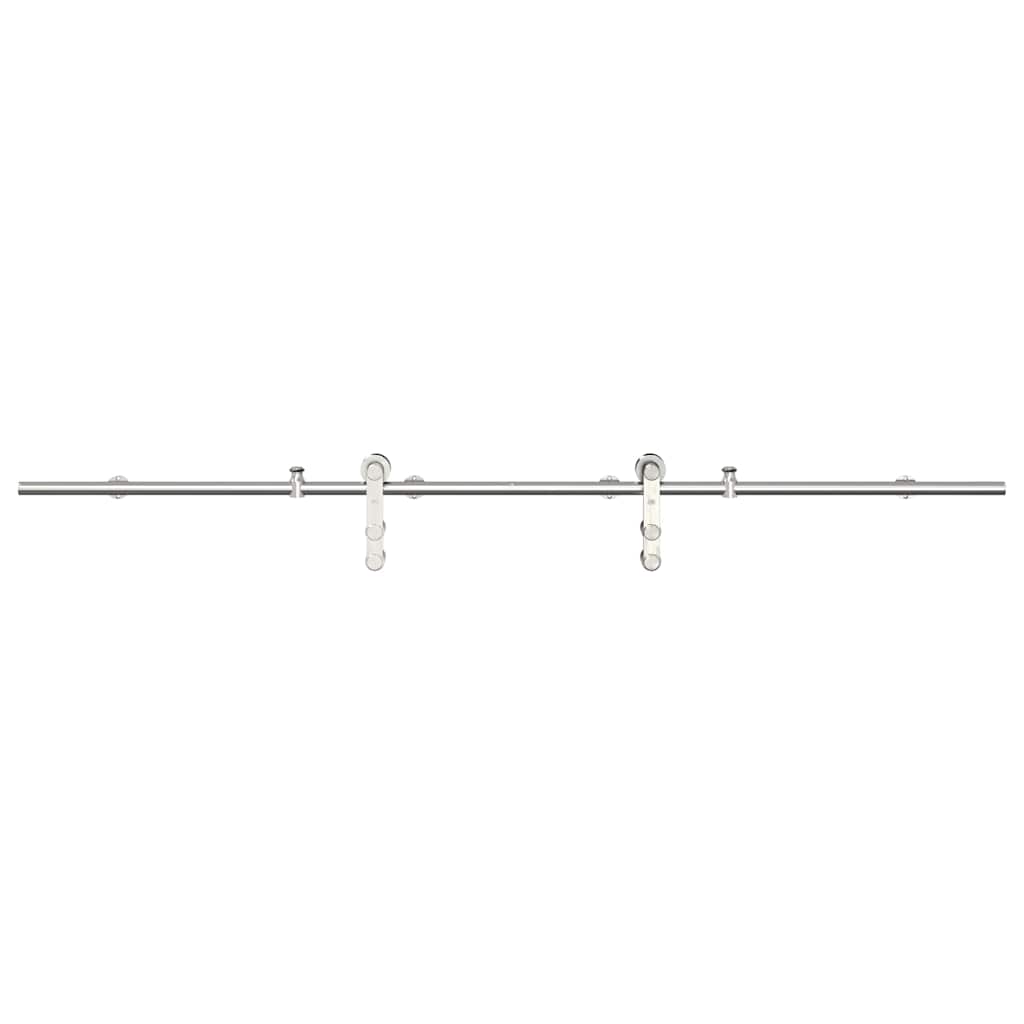 Kit Binari Porta Scorrevole 200 cm Acciaio Inossidabile Argento | homemem39