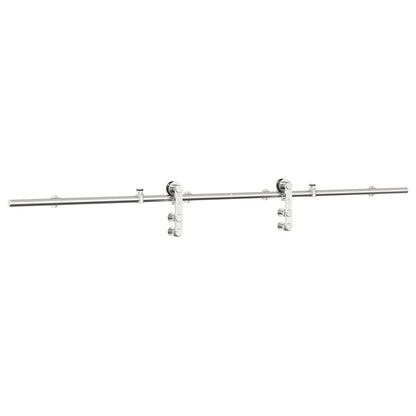 Kit Binari Porta Scorrevole 200 cm Acciaio Inossidabile Argento | homemem39