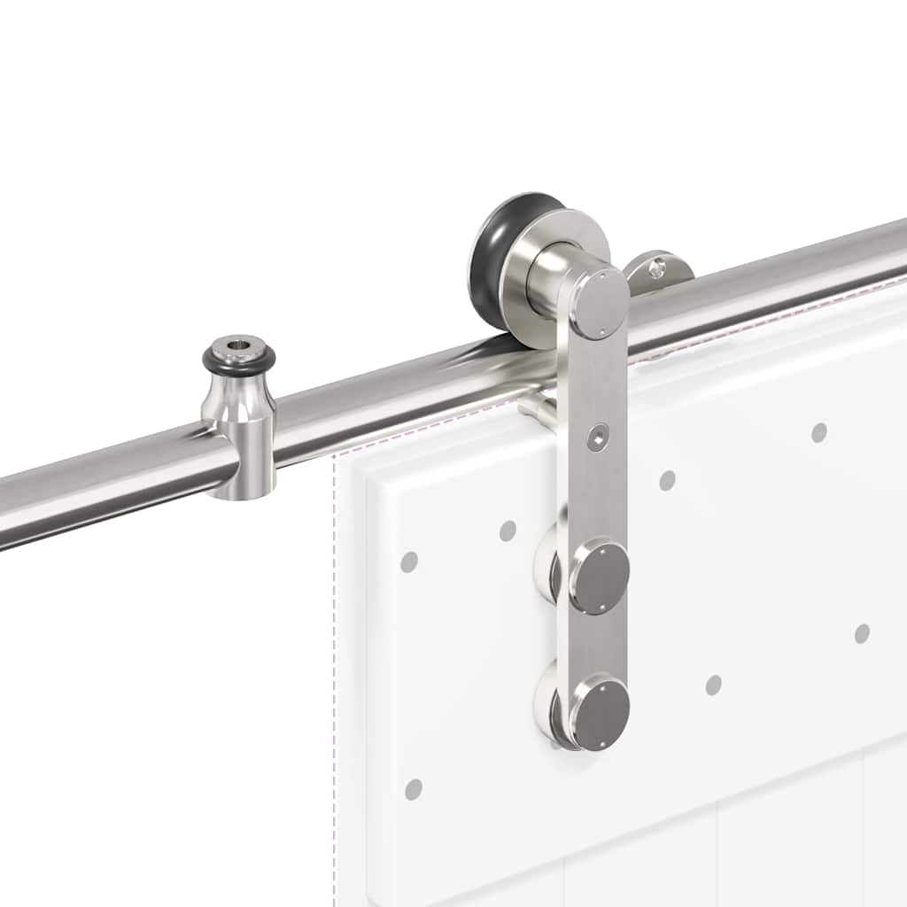 Kit Binari Porta Scorrevole 200 cm Acciaio Inossidabile Argento | homemem39