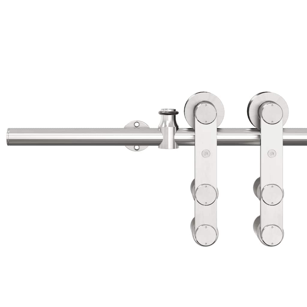 Kit Binari Porta Scorrevole 200 cm Acciaio Inossidabile Argento | homemem39