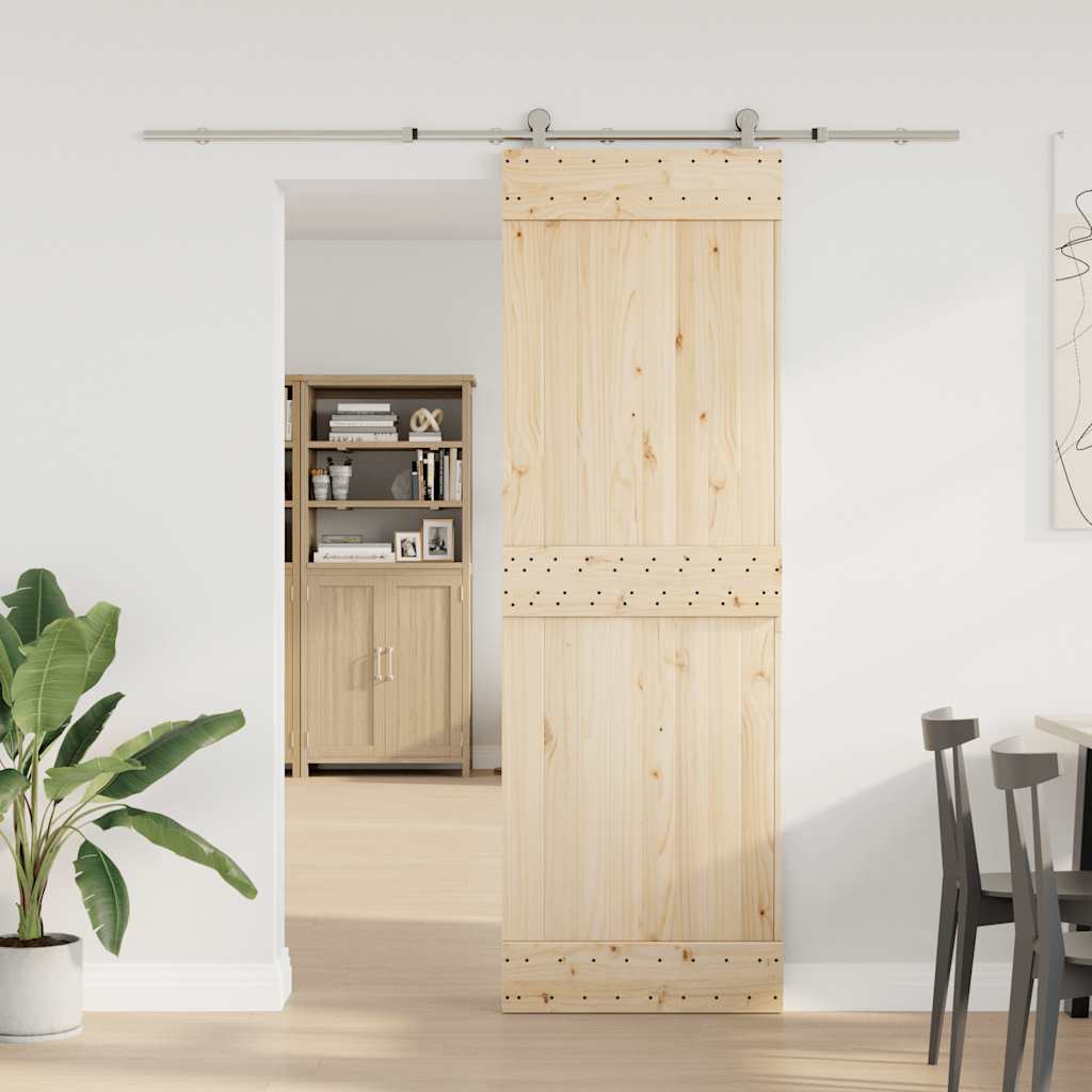 Kit Binari Porta Scorrevole 200 cm Acciaio Inossidabile Argento | homemem39