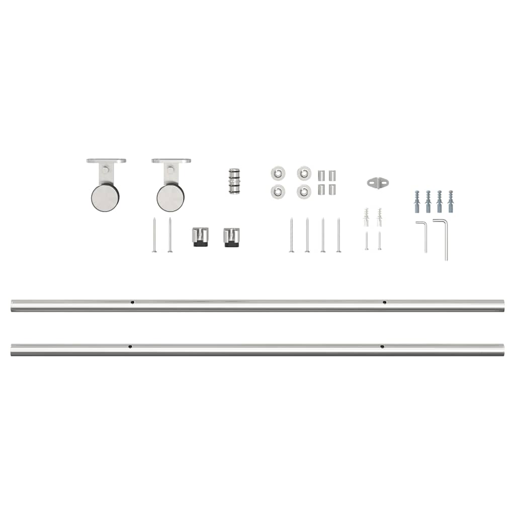 Kit Binari Porta Scorrevole 200 cm Acciaio Inossidabile Argento | homemem39