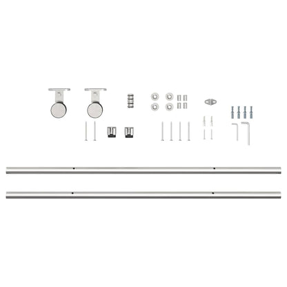 Kit Binari Porta Scorrevole 200 cm Acciaio Inossidabile Argento | homemem39