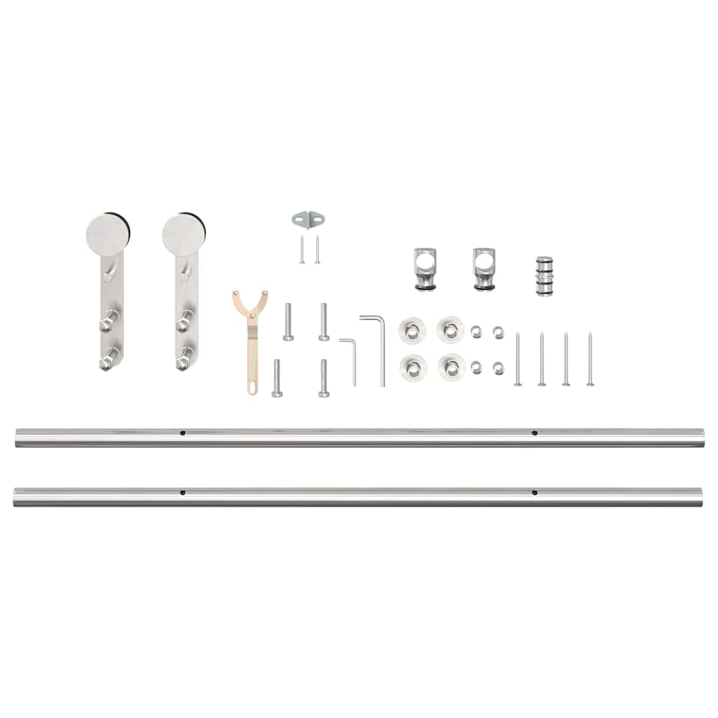 Kit Binari Porta Scorrevole 183 cm Acciaio Inossidabile Argento | homemem39