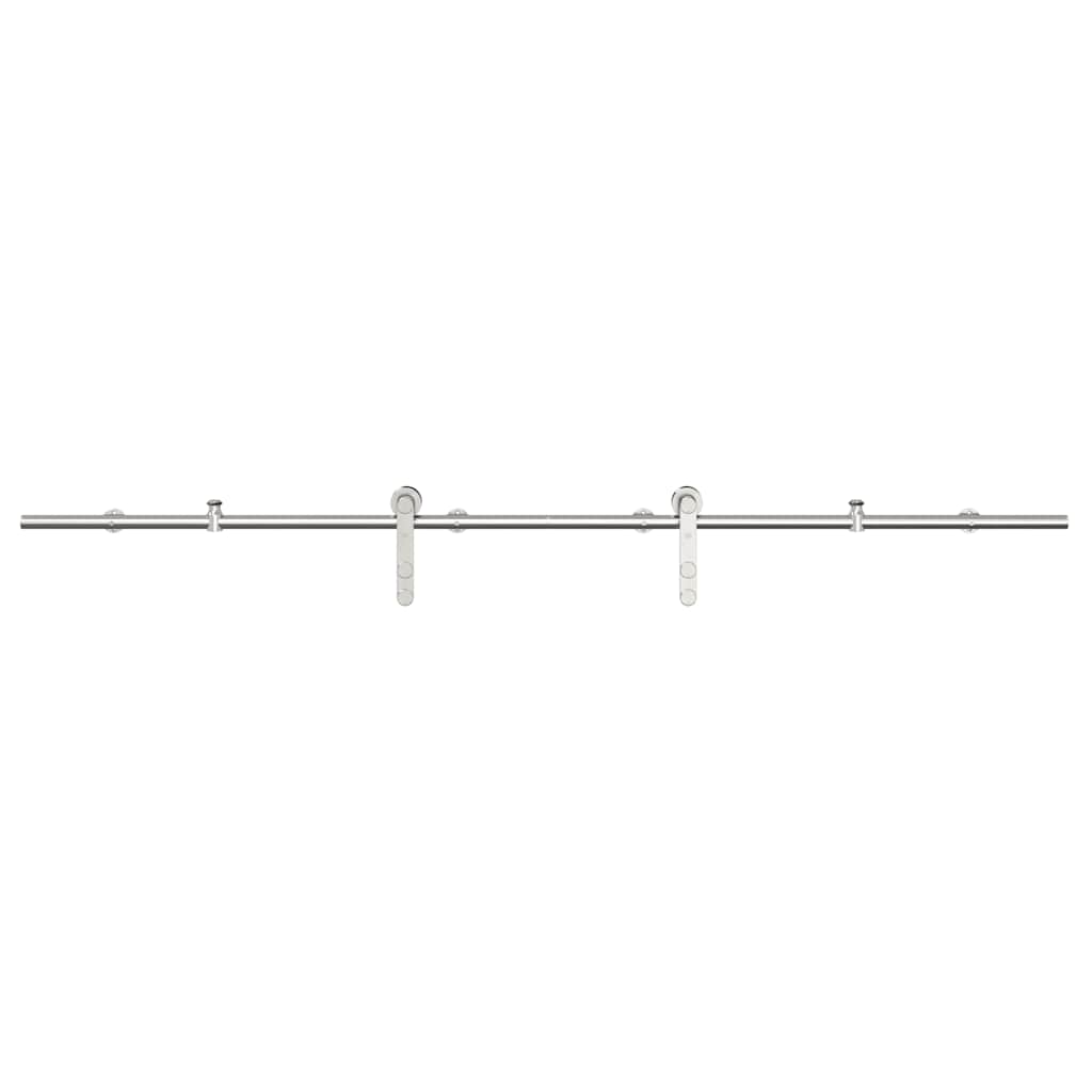 Kit Binari Porta Scorrevole 200 cm Acciaio Inossidabile Argento | homemem39