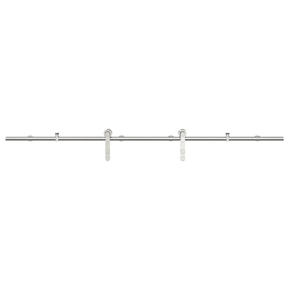 Kit Binari Porta Scorrevole 200 cm Acciaio Inossidabile Argento | homemem39