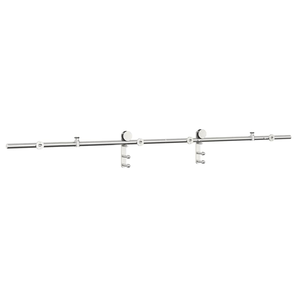 Kit Binari Porta Scorrevole 200 cm Acciaio Inossidabile Argento | homemem39