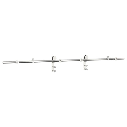 Kit Binari Porta Scorrevole 200 cm Acciaio Inossidabile Argento | homemem39