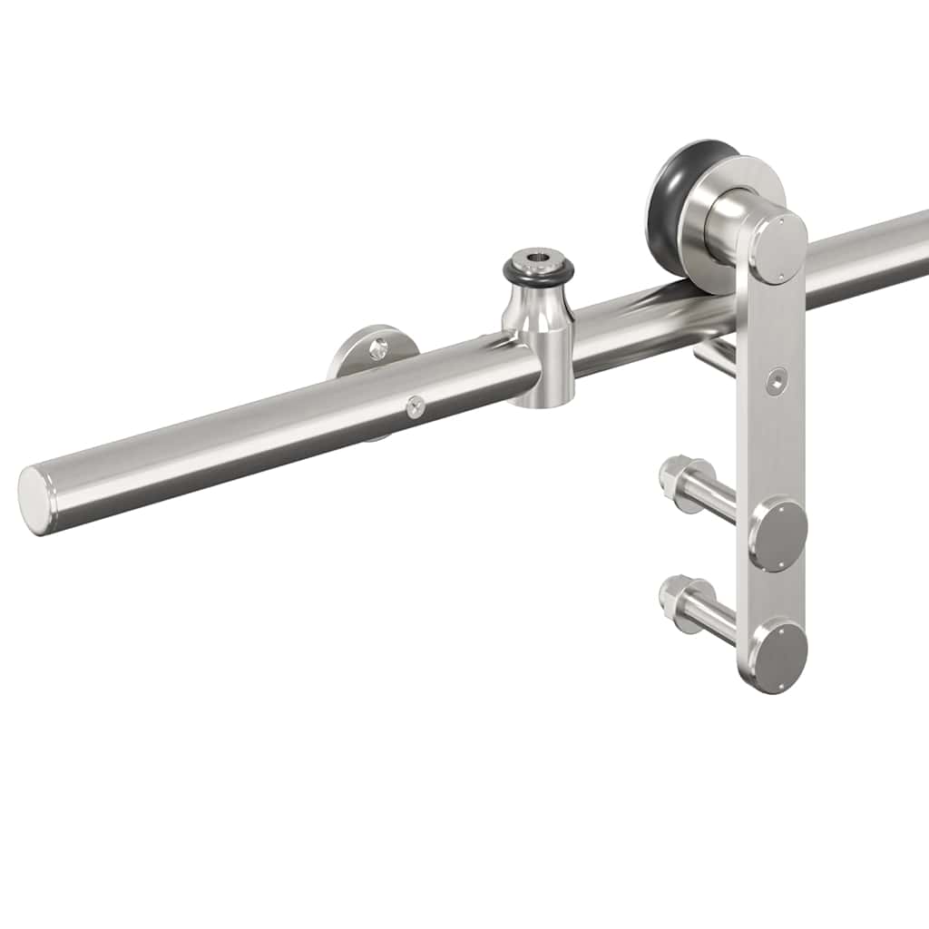 Kit Binari Porta Scorrevole 200 cm Acciaio Inossidabile Argento | homemem39
