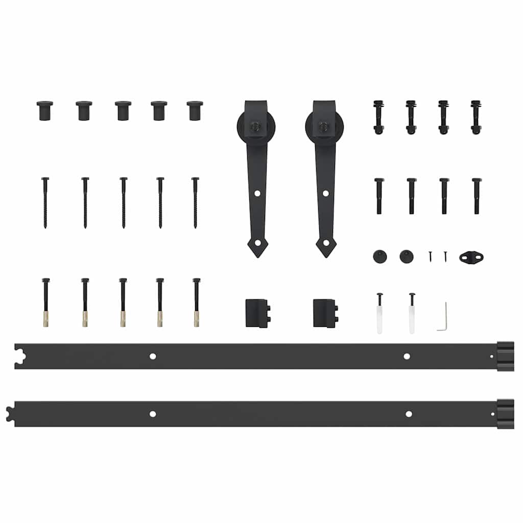 Kit di Binari per Porte Scorrevoli 152,5 cm Acciaio Nero | homemem39