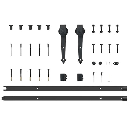 Kit di Binari per Porte Scorrevoli 213,5 cm Acciaio Nero | homemem39