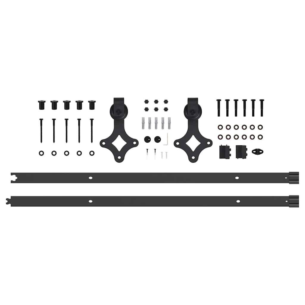 Kit di Binari per Porte Scorrevoli 213,5 cm Acciaio Nero | homemem39