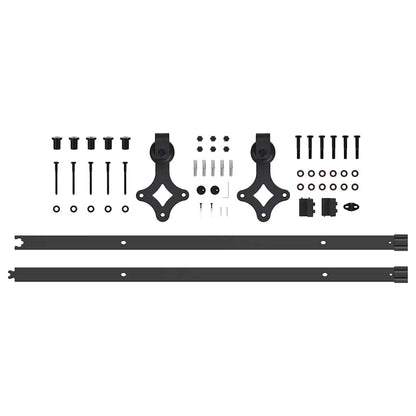 Kit di Binari per Porte Scorrevoli 213,5 cm Acciaio Nero | homemem39