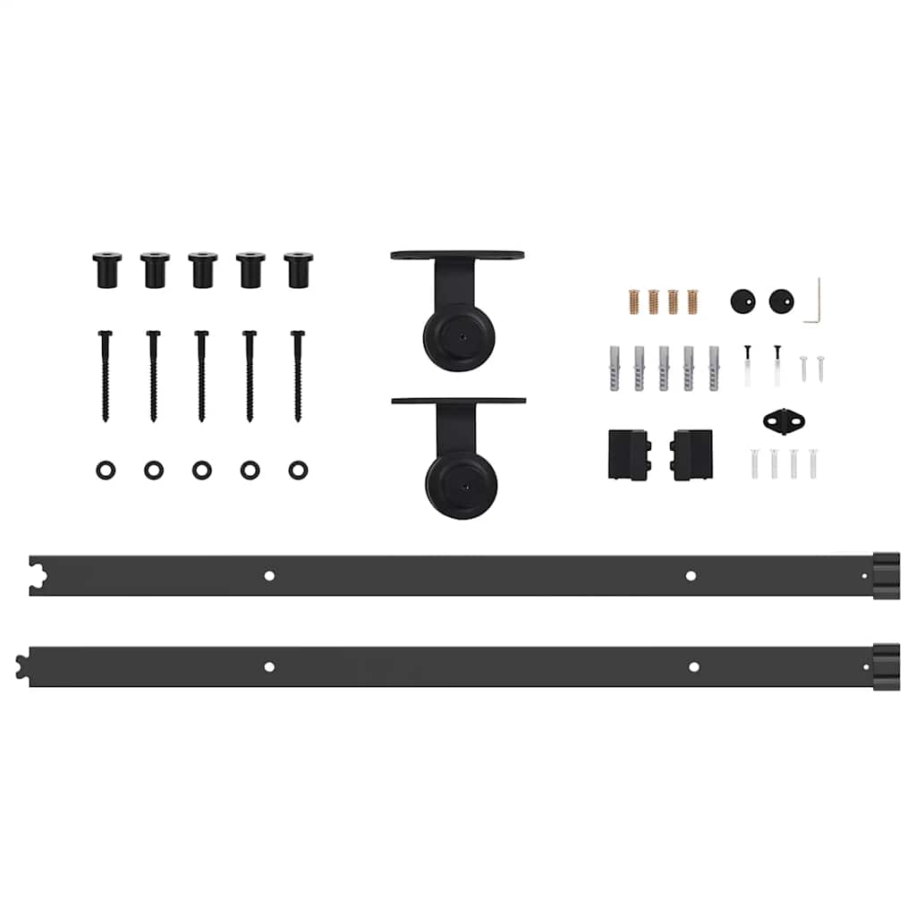Kit di Binari per Porte Scorrevoli 213,5 cm Acciaio Nero | homemem39
