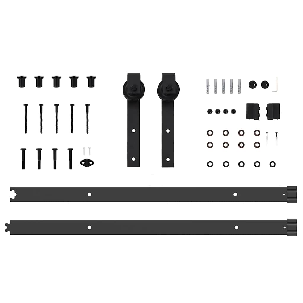 Kit di Binari per Porte Scorrevoli 152,5 cm Acciaio Nero | homemem39