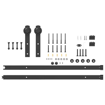 Kit di Binari per Porte Scorrevoli 200 cm Acciaio Nero | homemem39