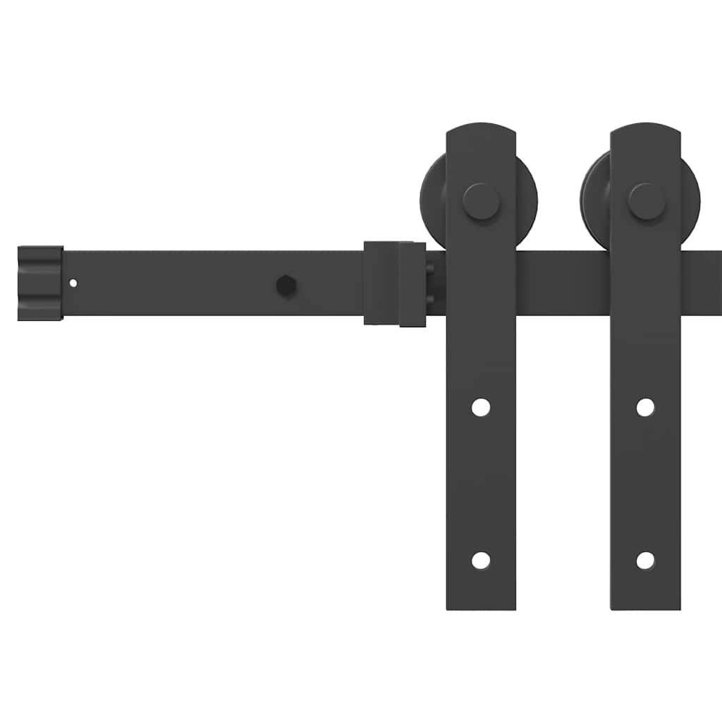 Kit di Binari per Porte Scorrevoli 200 cm Acciaio Nero | homemem39