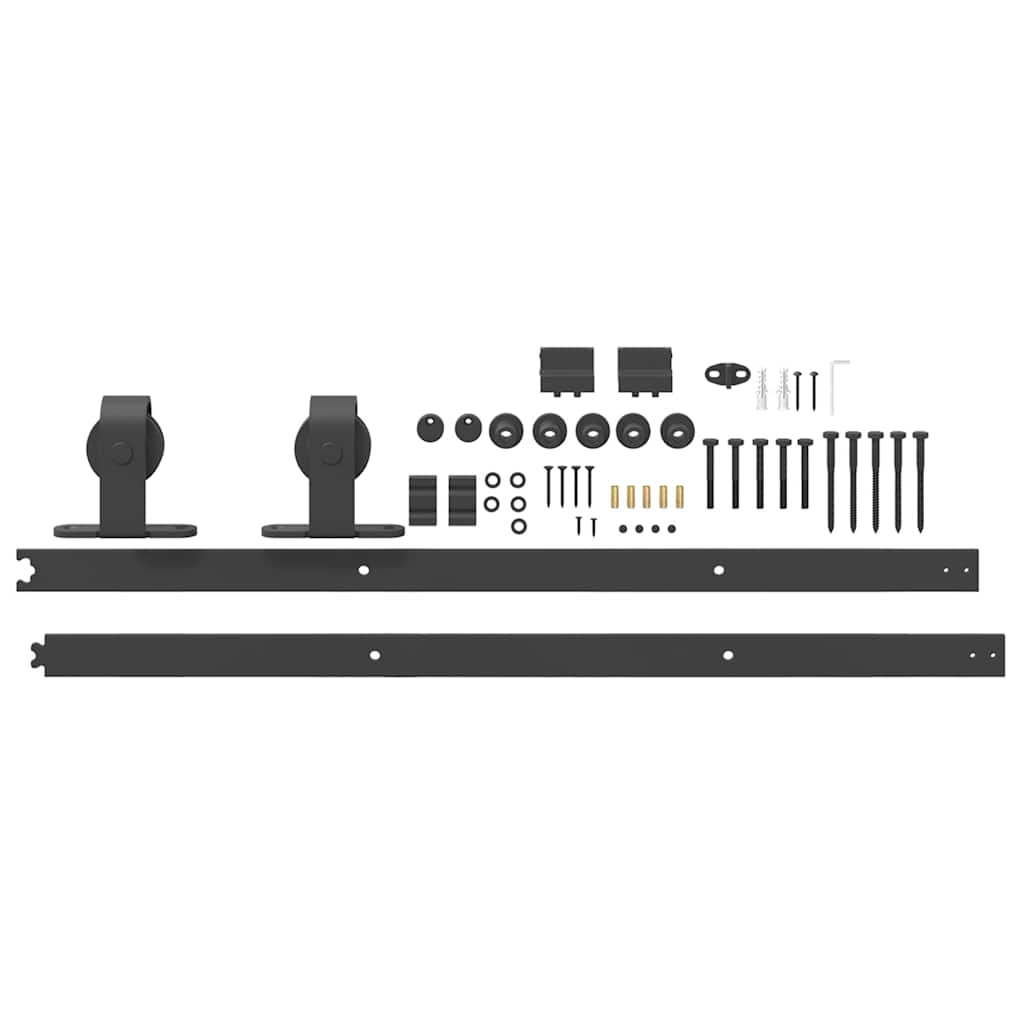 Kit di Binari per Porte Scorrevoli 183 cm Acciaio Nero | homemem39