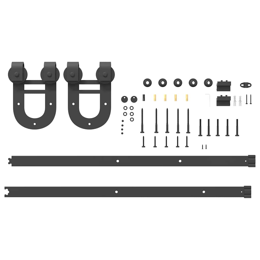 Kit di Binari per Porte Scorrevoli 183 cm Acciaio Nero | homemem39