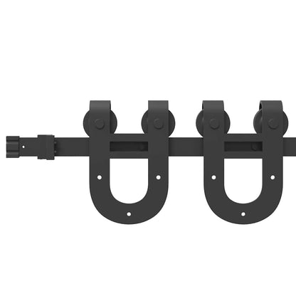 Kit di Binari per Porte Scorrevoli 183 cm Acciaio Nero | homemem39