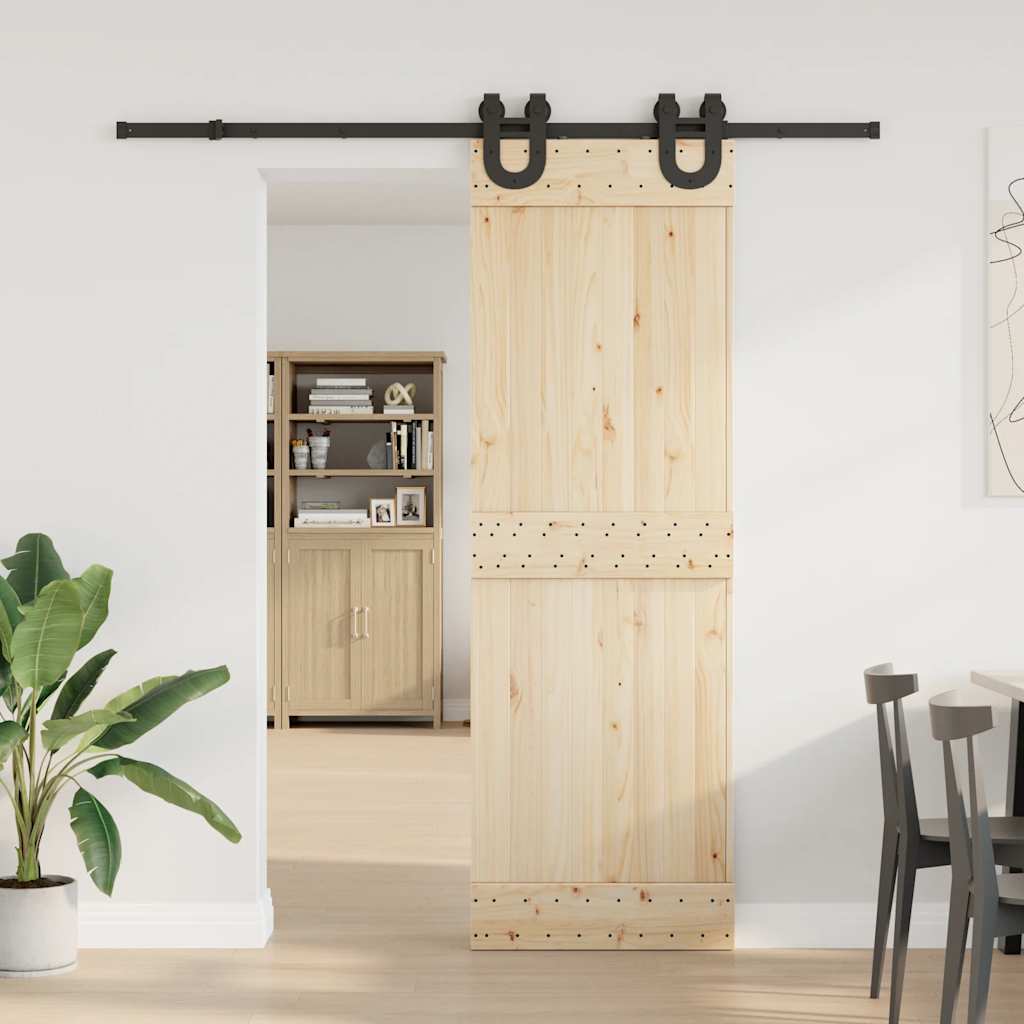 Kit di Binari per Porte Scorrevoli 200 cm Acciaio Nero | homemem39
