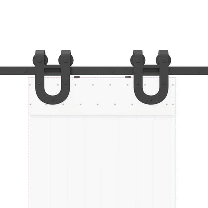 Kit di Binari per Porte Scorrevoli 200 cm Acciaio Nero | homemem39