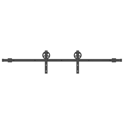 Kit di Binari per Porte Scorrevoli 183 cm Acciaio Nero | homemem39
