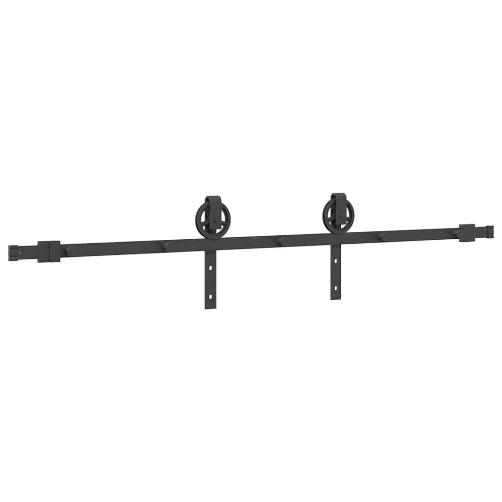 Kit di Binari per Porte Scorrevoli 183 cm Acciaio Nero | homemem39