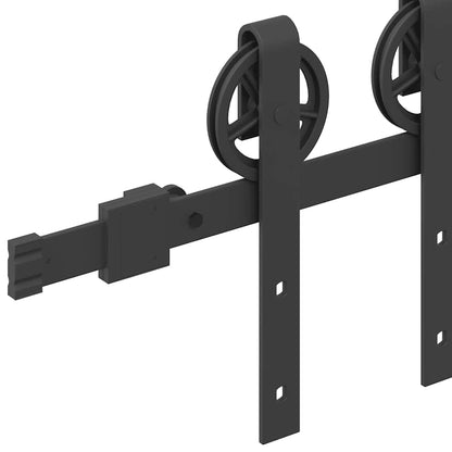 Kit di Binari per Porte Scorrevoli 183 cm Acciaio Nero | homemem39