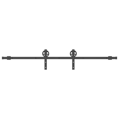 Kit di Binari per Porte Scorrevoli 200 cm Acciaio Nero | homemem39