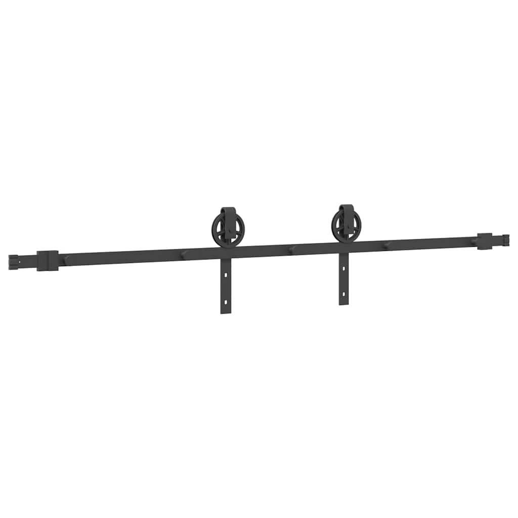 Kit di Binari per Porte Scorrevoli 200 cm Acciaio Nero | homemem39