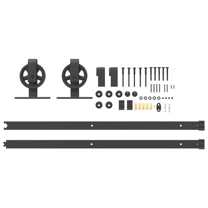 Kit di Binari per Porte Scorrevoli 183 cm Acciaio Nero | homemem39