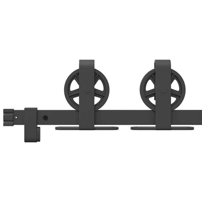 Kit di Binari per Porte Scorrevoli 200 cm Acciaio Nero | homemem39