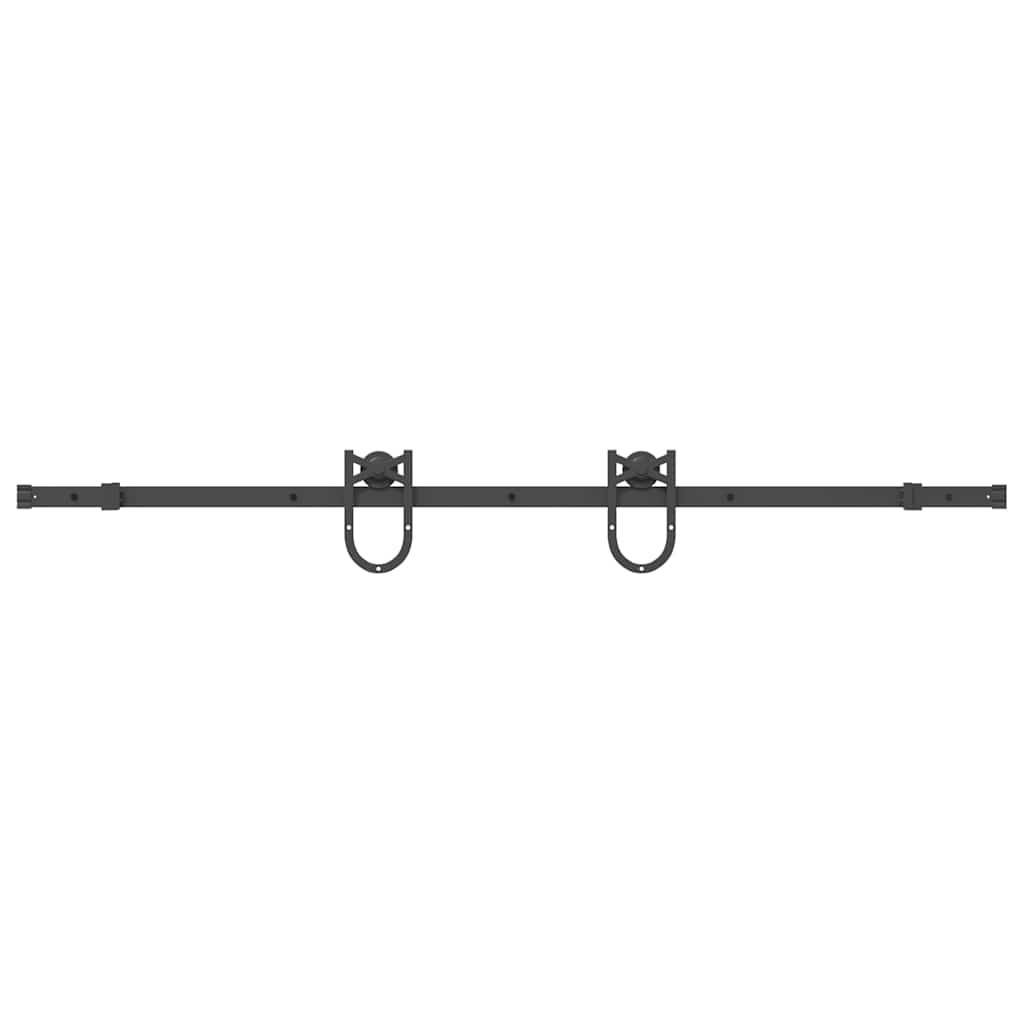 Kit di Binari per Porte Scorrevoli 183 cm Acciaio Nero | homemem39