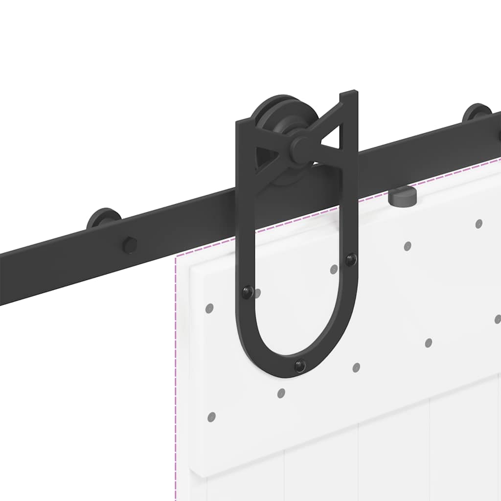 Kit di Binari per Porte Scorrevoli 183 cm Acciaio Nero | homemem39