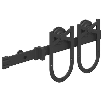 Kit di Binari per Porte Scorrevoli 183 cm Acciaio Nero | homemem39