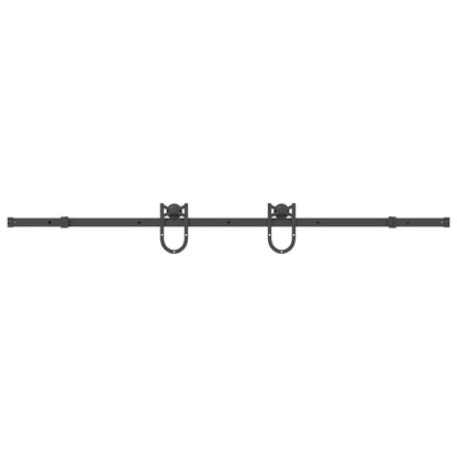 Kit di Binari per Porte Scorrevoli 200 cm Acciaio Nero | homemem39