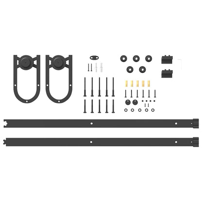 Kit di Binari per Porte Scorrevoli 200 cm Acciaio Nero | homemem39
