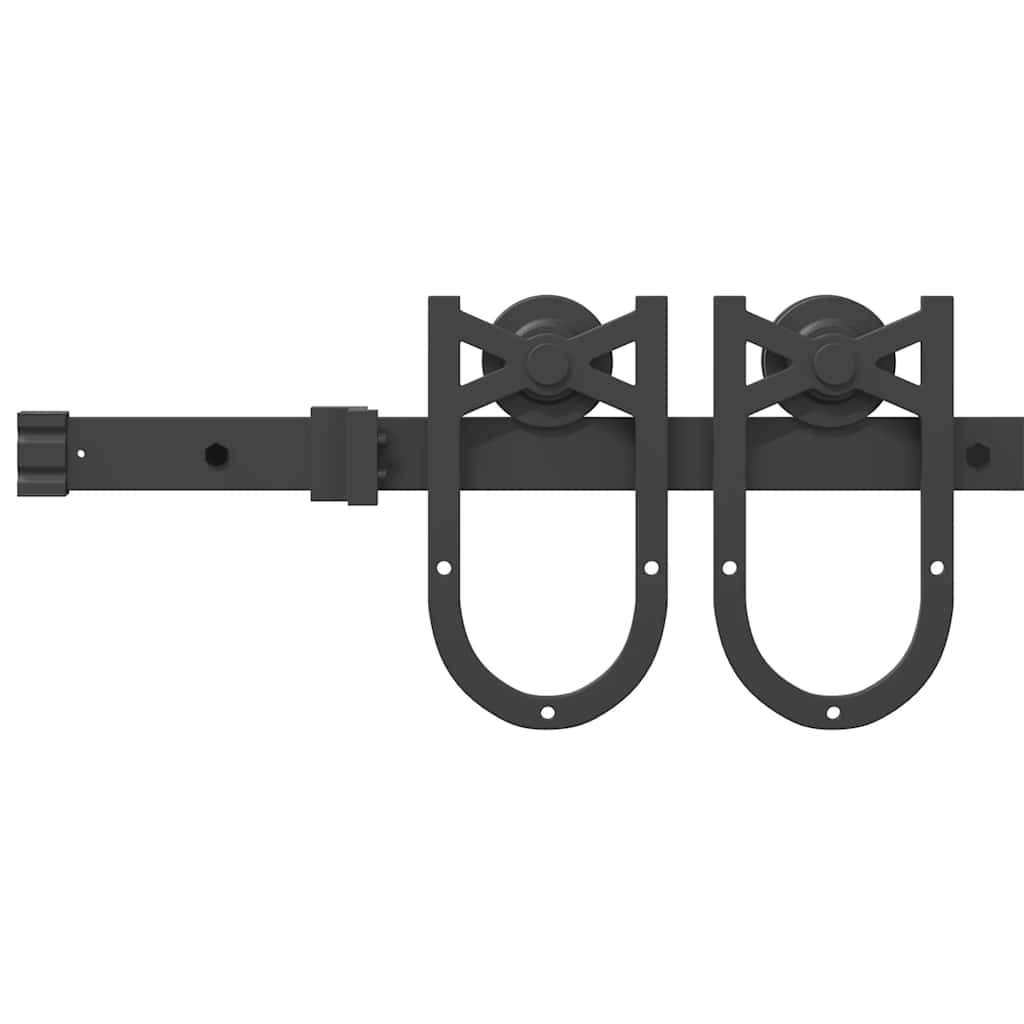 Kit di Binari per Porte Scorrevoli 200 cm Acciaio Nero | homemem39