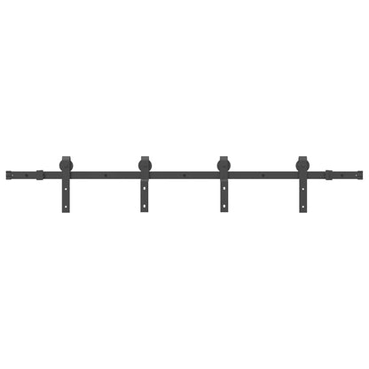 Kit di Binari per Porte Scorrevoli 183 cm Acciaio Nero | homemem39