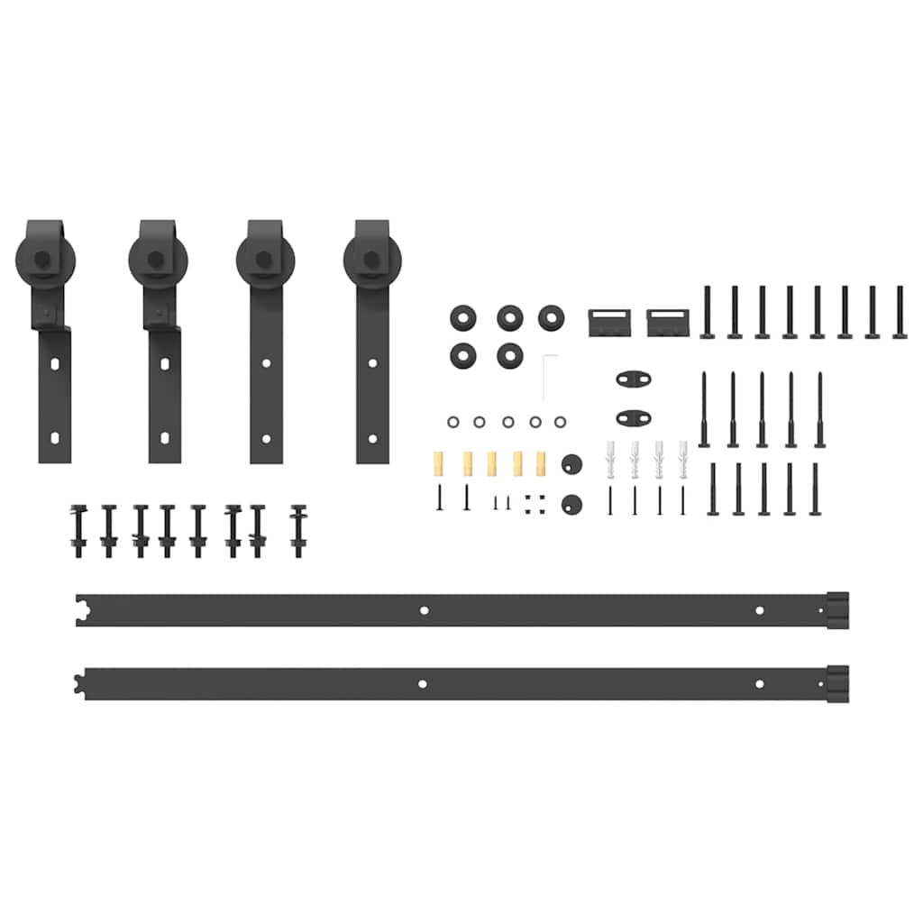 Kit di Binari per Porte Scorrevoli 183 cm Acciaio Nero | homemem39
