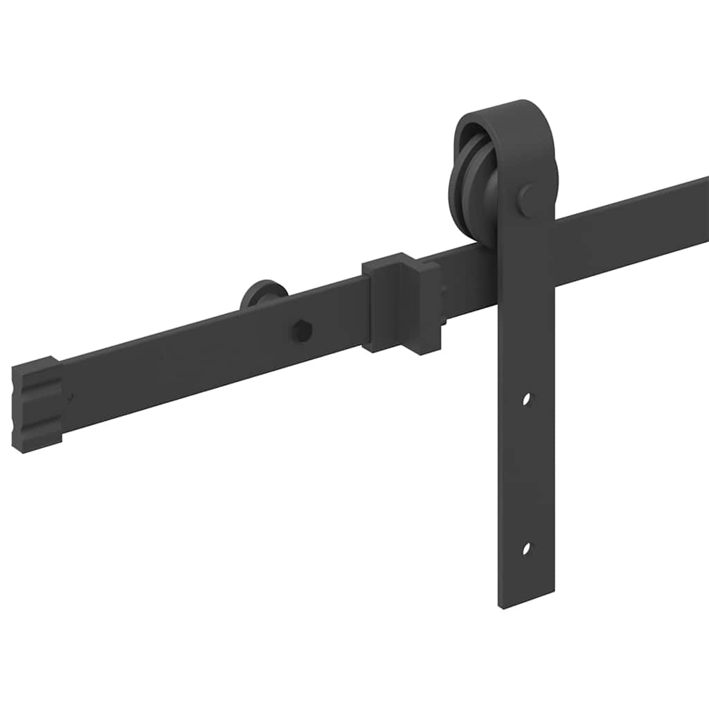 Kit di Binari per Porte Scorrevoli 183 cm Acciaio Nero | homemem39