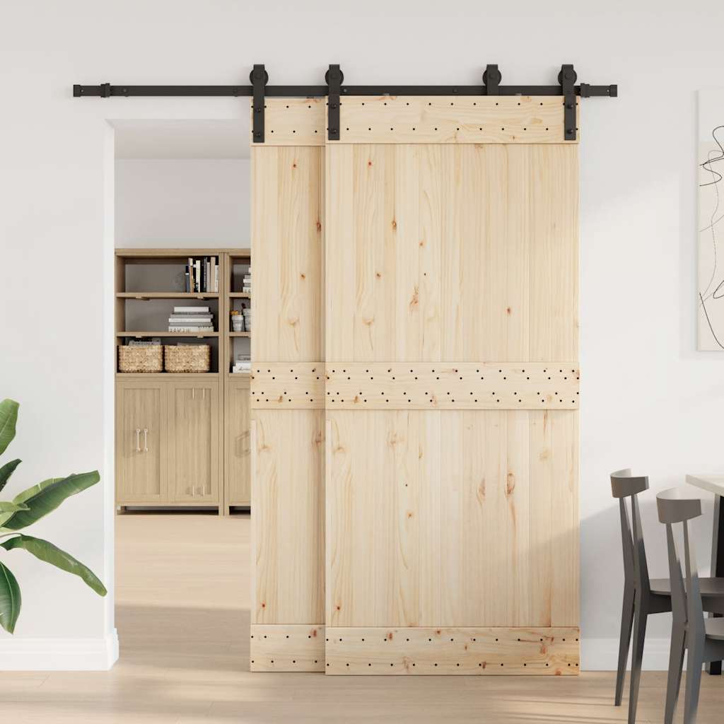 Kit di Binari per Porte Scorrevoli 200 cm Acciaio Nero | homemem39