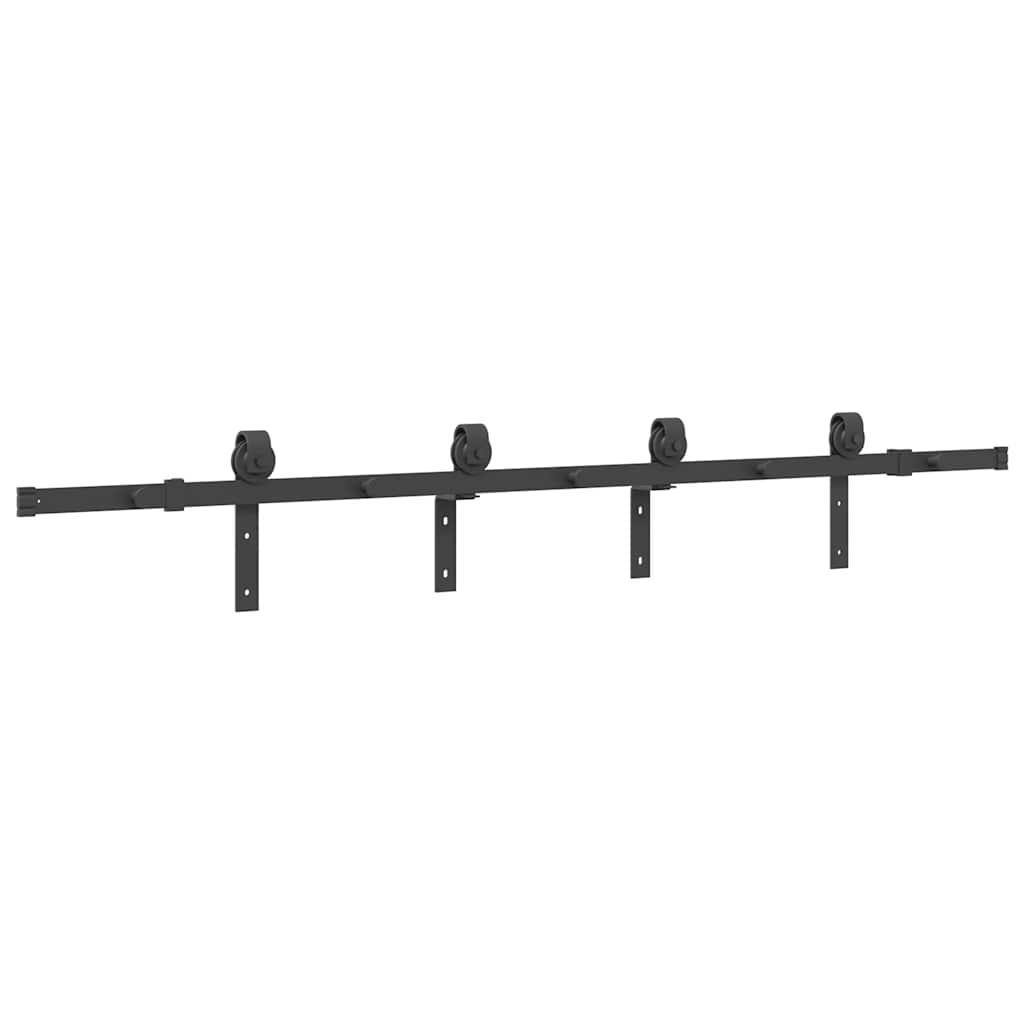 Kit di Binari per Porte Scorrevoli 200 cm Acciaio Nero | homemem39