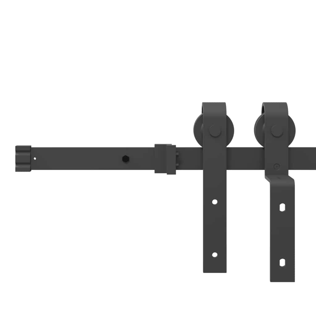 Kit di Binari per Porte Scorrevoli 200 cm Acciaio Nero | homemem39