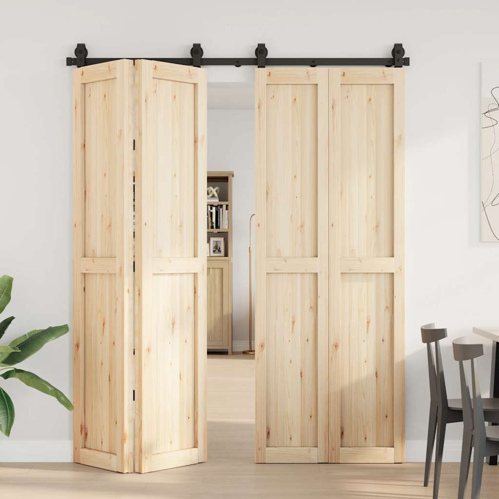 Kit di Binari per Porte Scorrevoli 183 cm Acciaio Nero | homemem39