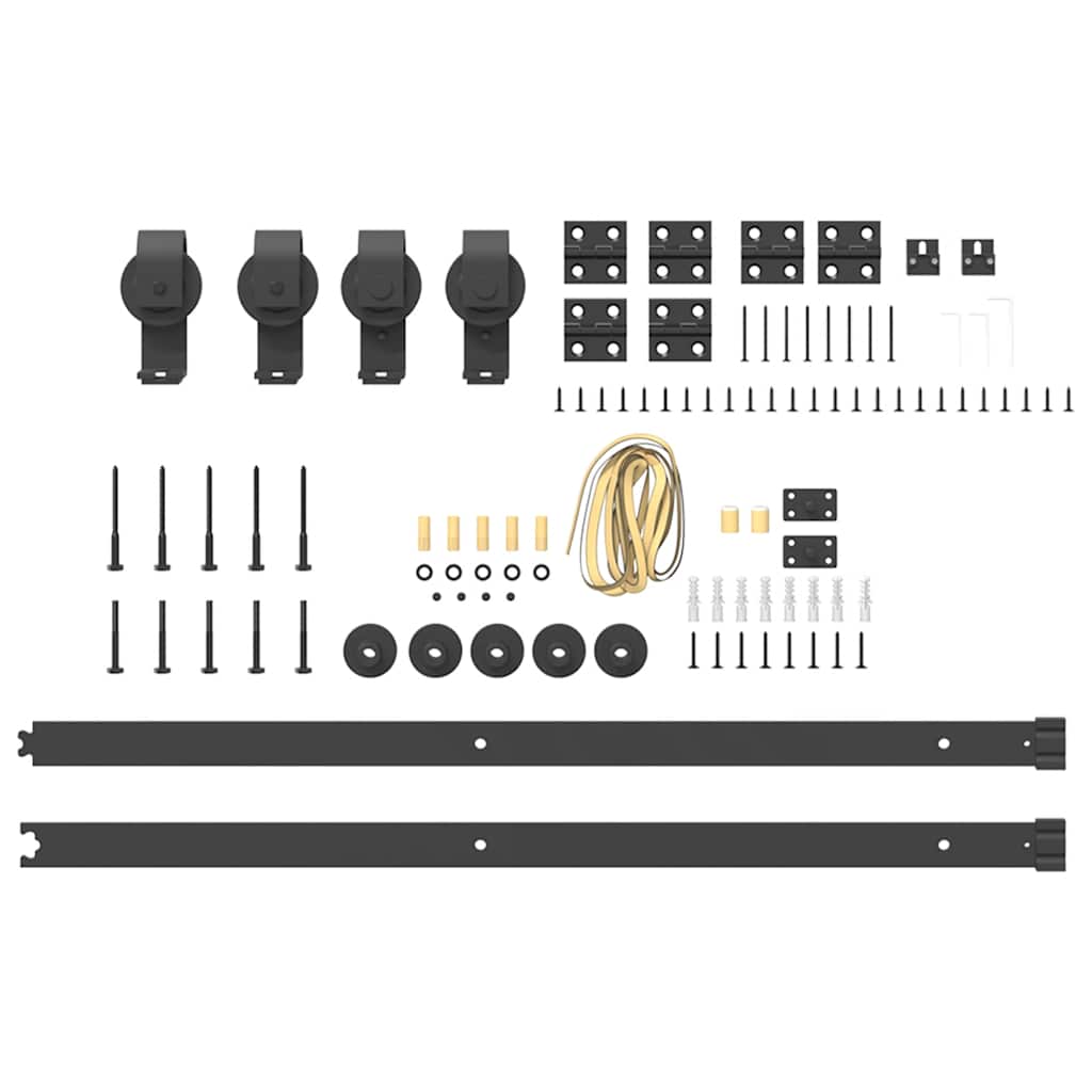 Kit di Binari per Porte Scorrevoli 183 cm Acciaio Nero | homemem39