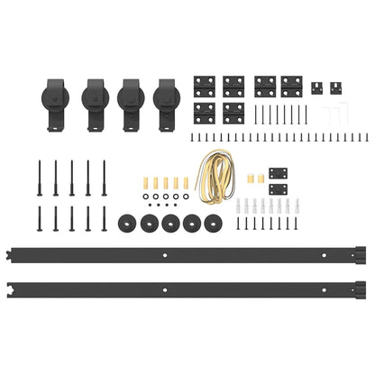 Kit di Binari per Porte Scorrevoli 183 cm Acciaio Nero | homemem39