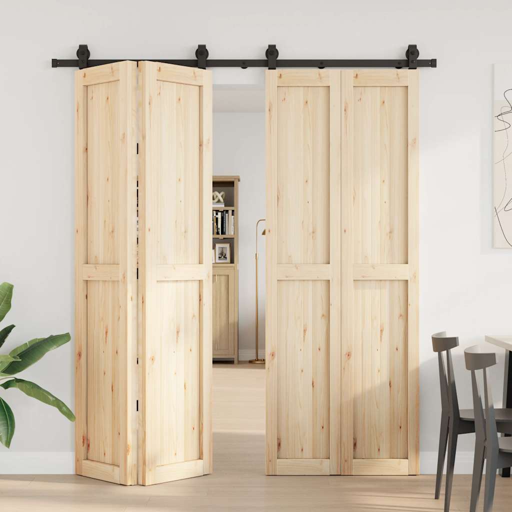 Kit di Binari per Porte Scorrevoli 200 cm Acciaio Nero | homemem39